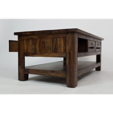 48-Inch Gray Coffee Table with Three Drawers, Acacia and MDF Construction