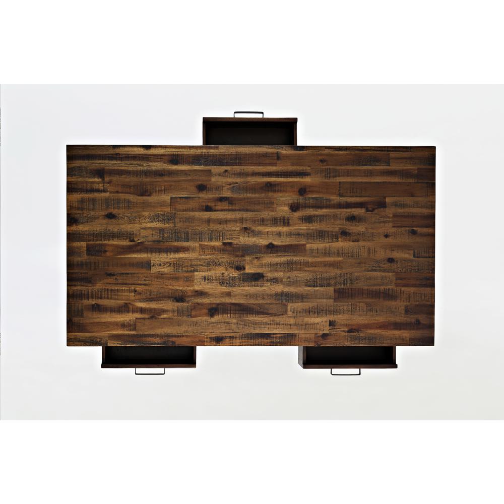 48-Inch Gray Coffee Table with Three Drawers, Acacia and MDF Construction