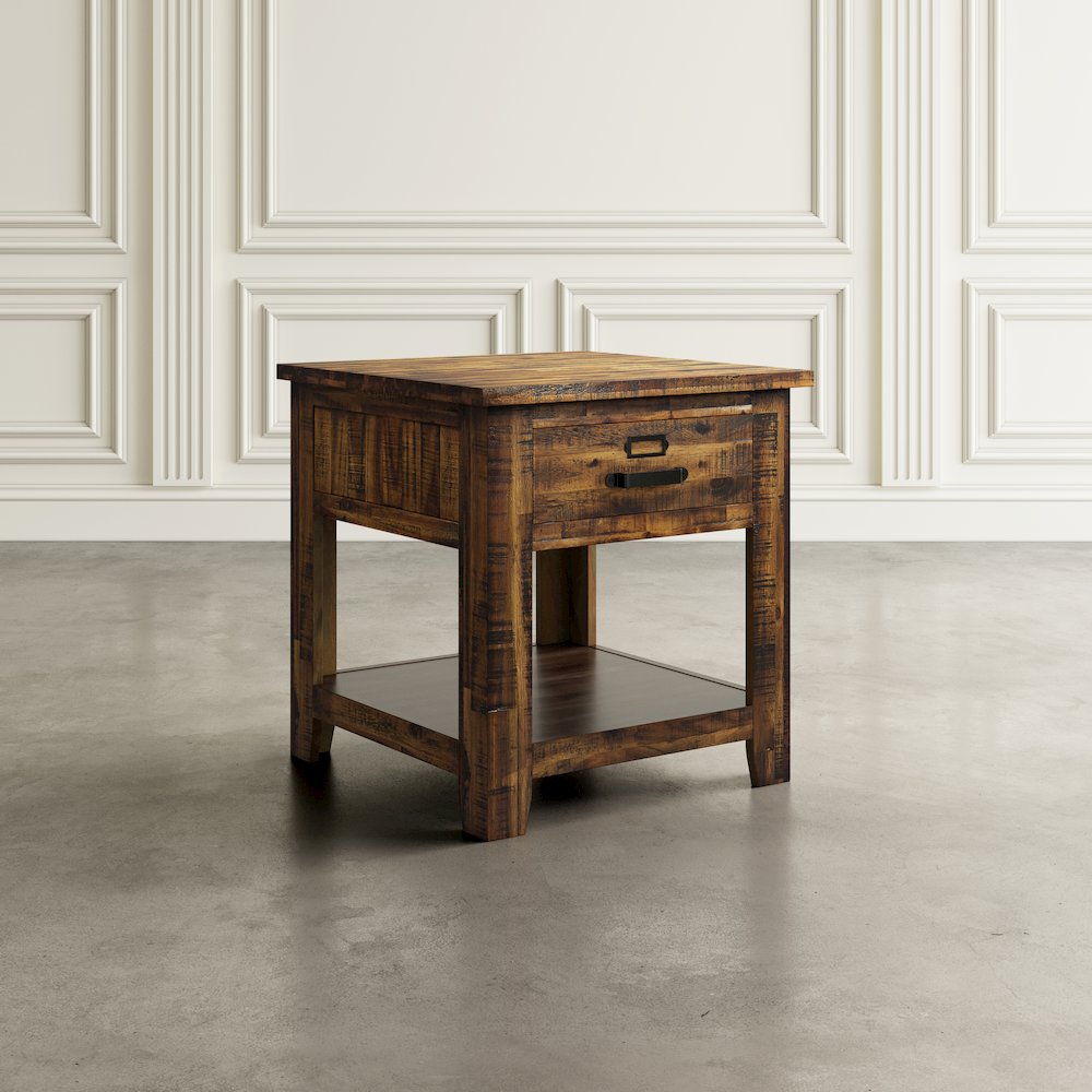 Cannon Valley Distressed Industrial End Table