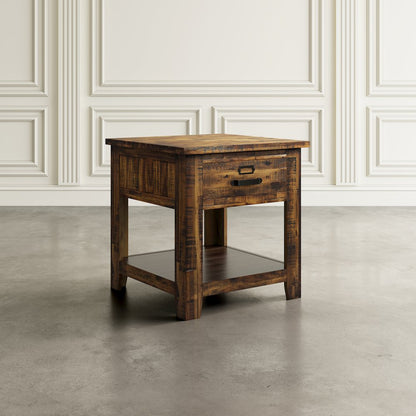 Cannon Valley Distressed Industrial End Table