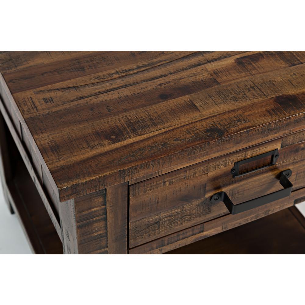 Gray Distressed Industrial End Table with Acacia and MDF Construction
