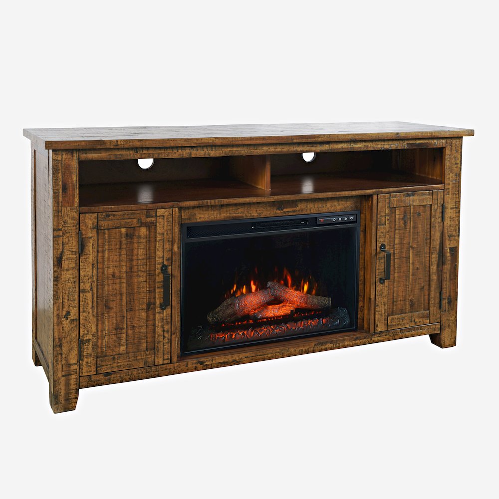Cannon Valley Industrial 60" Storage Console TV Stand with Electric Fireplace