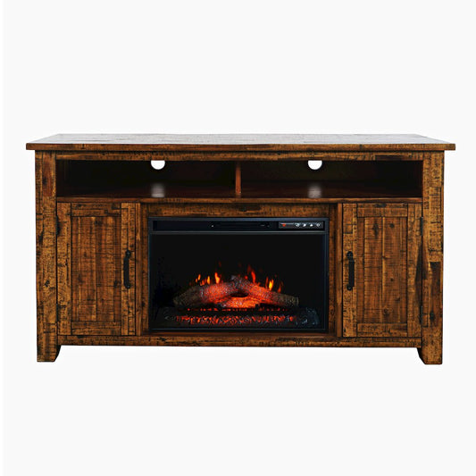 Cannon Valley Industrial 60" Storage Console TV Stand with Electric Fireplace