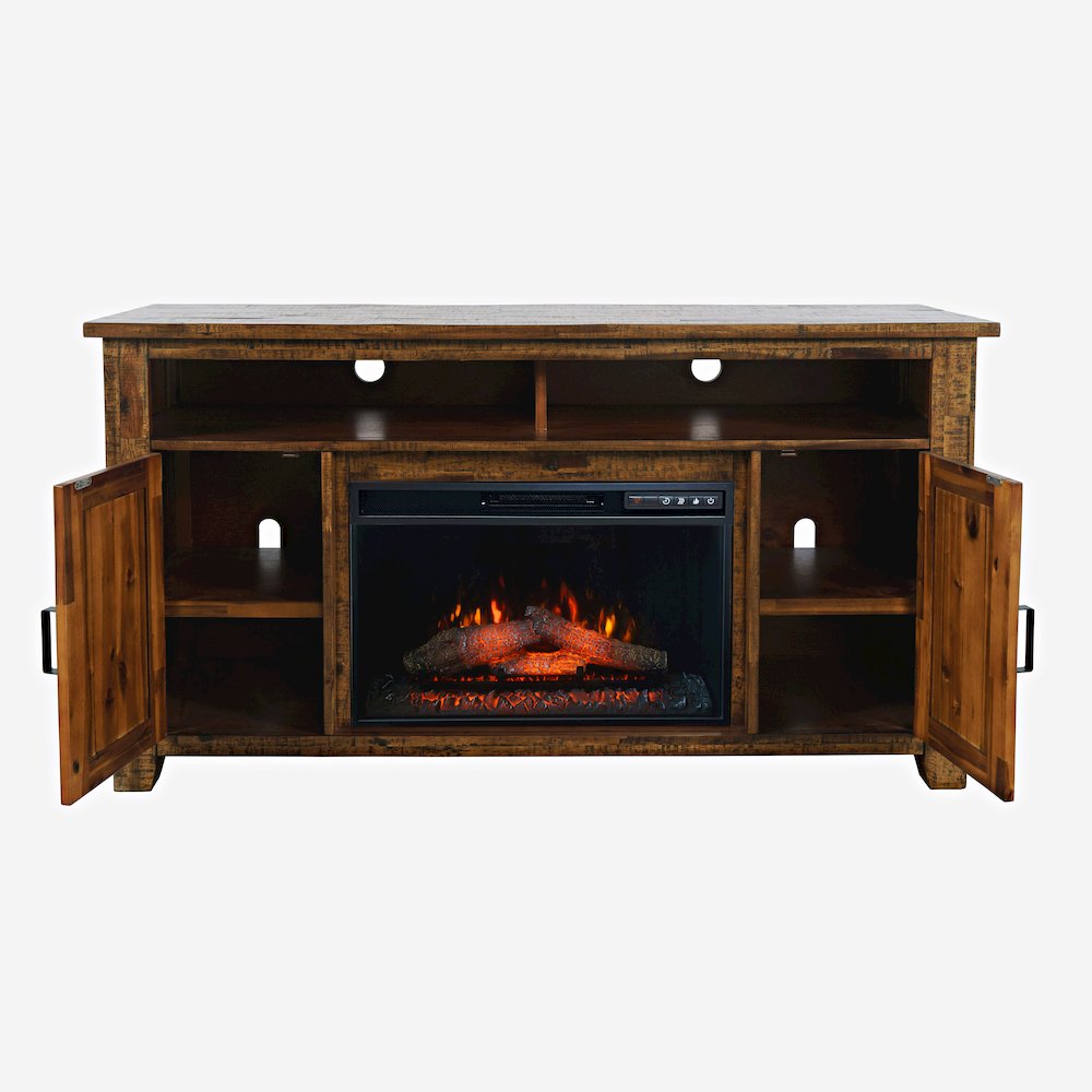 Cannon Valley Industrial 60" Storage Console TV Stand with Electric Fireplace