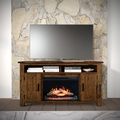 Cannon Valley Industrial 60" Storage Console TV Stand with Electric Fireplace
