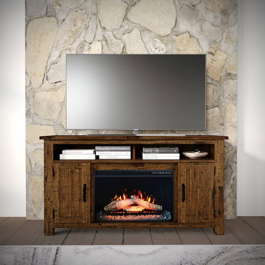 Cannon Valley Industrial 60" Storage Console TV Stand with Electric Fireplace