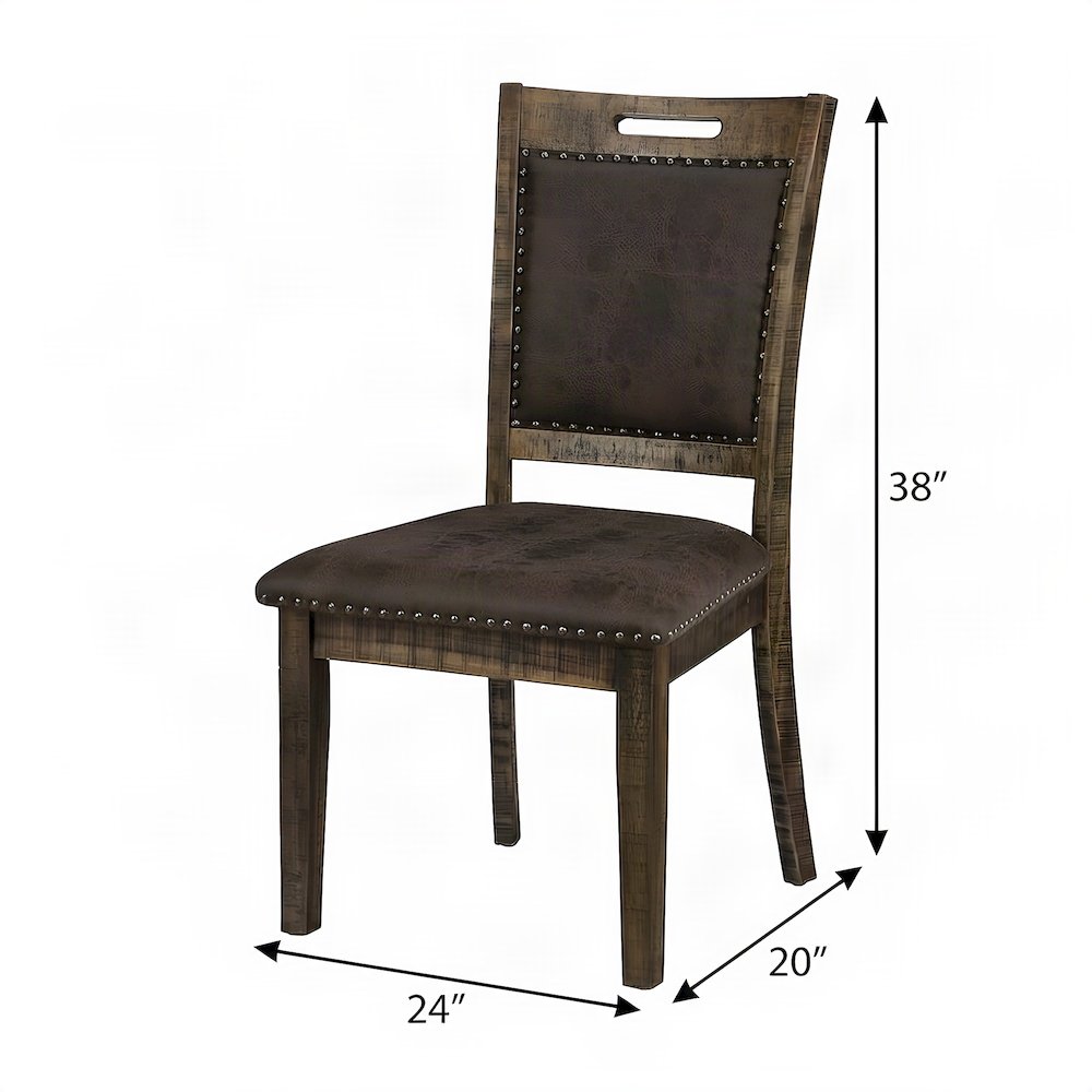 Upholstered Dining Chairs with Nailhead Trim, Set of 2, Medium Distressed Brown