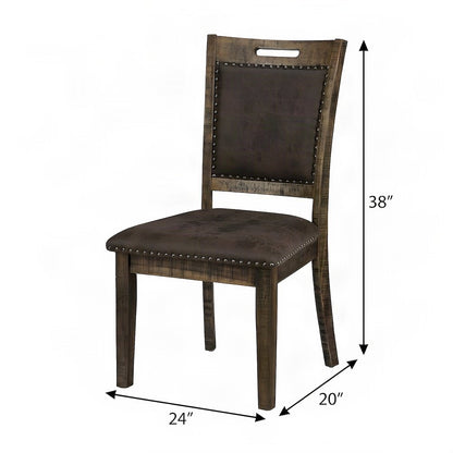 Upholstered Dining Chairs with Nailhead Trim, Set of 2, Medium Distressed Brown