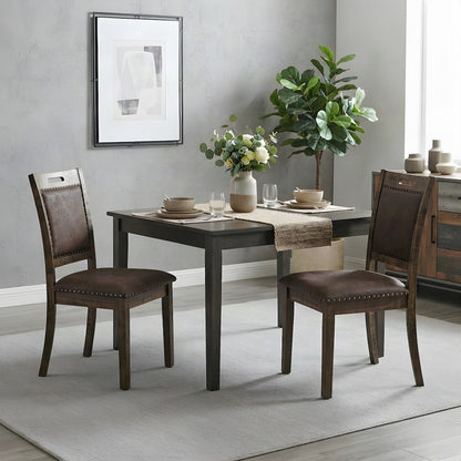 Upholstered Dining Chairs with Nailhead Trim, Set of 2, Medium Distressed Brown