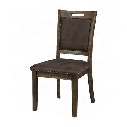 Upholstered Dining Chairs with Nailhead Trim, Set of 2, Medium Distressed Brown