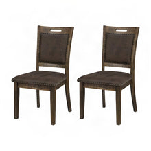 Upholstered Dining Chairs with Nailhead Trim, Set of 2, Medium Distressed Brown