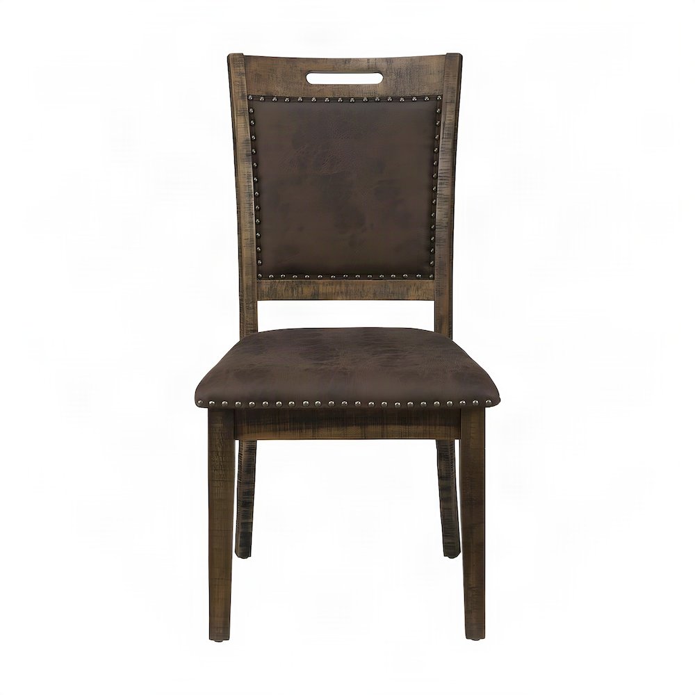 Upholstered Dining Chairs with Nailhead Trim, Set of 2, Medium Distressed Brown