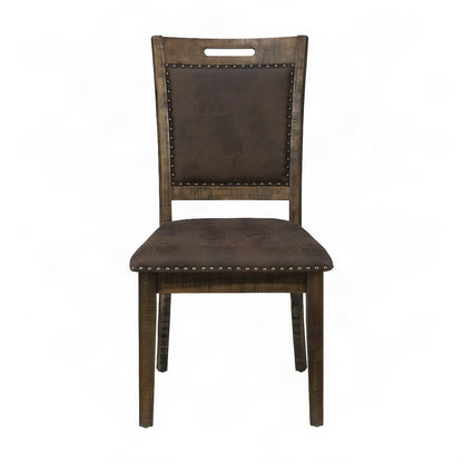 Upholstered Dining Chairs with Nailhead Trim, Set of 2, Medium Distressed Brown