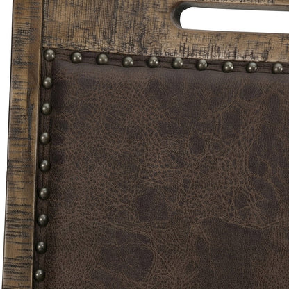 Upholstered Dining Chairs with Nailhead Trim, Set of 2, Medium Distressed Brown