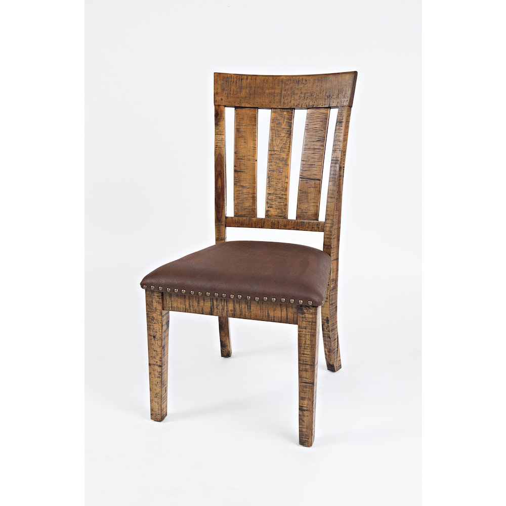 Cannon Valley Distressed Industrial Distressed Wood Dining Chair with Upholstered Seat (Set of 2)