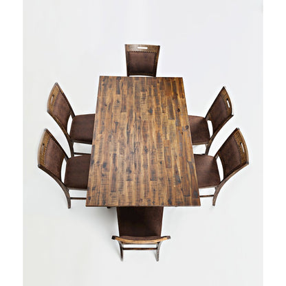 Cannon Valley Rustic Industrial Brown 72" Table + 6 Upholstered Counter Stools
