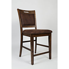 Distressed Industrial Nailhead Trim Upholstered Back Counter Stool (Set of 2)