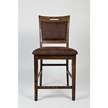Distressed Industrial Nailhead Trim Upholstered Back Counter Stool (Set of 2)