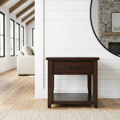 End Table with Drawer, Modern Accent Side Table for Living Room Bedroom