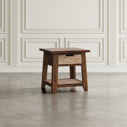 Painted Canyon Rustic Solid Acacia  End Table