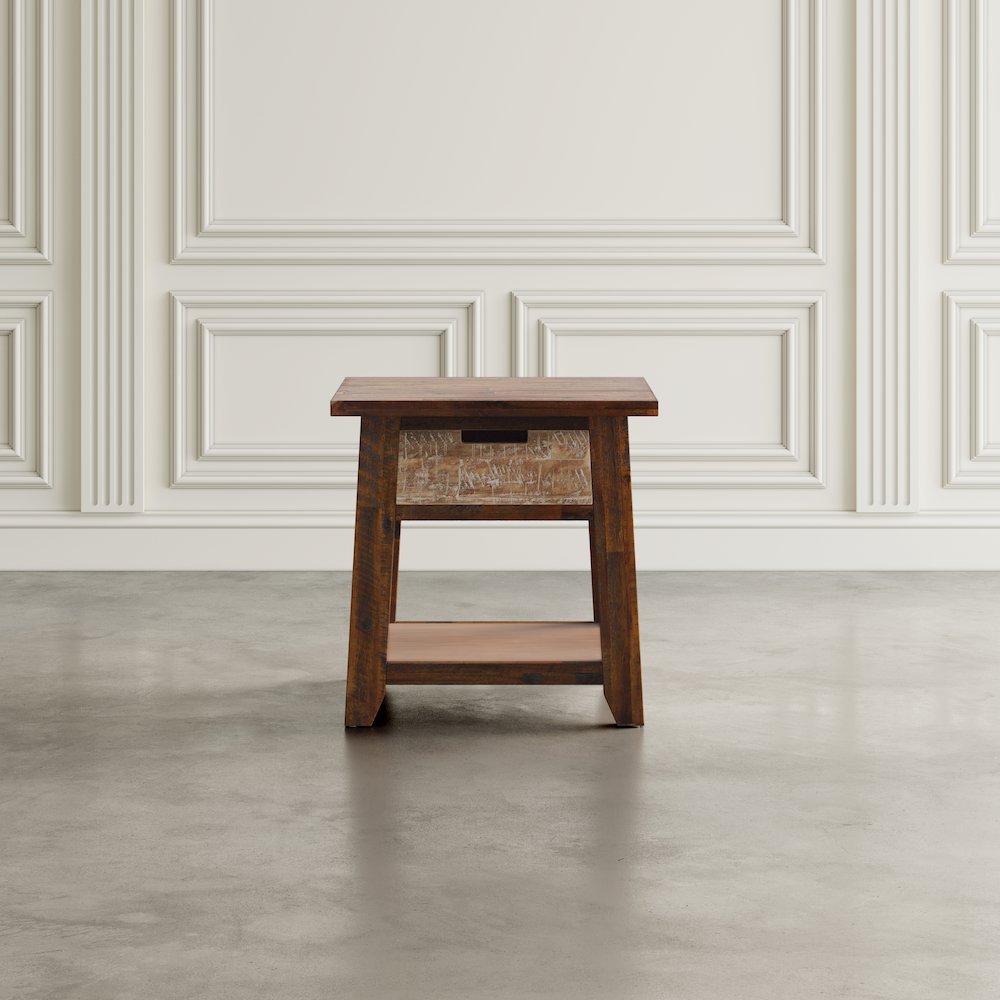 Painted Canyon Rustic Solid Acacia  End Table