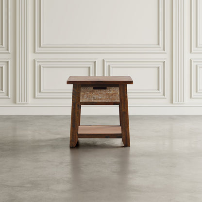 Painted Canyon Rustic Solid Acacia  End Table