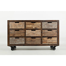 Painted Canyon Rustic Solid Acacia 9 Drawer Accent Chest with Caster Wheels