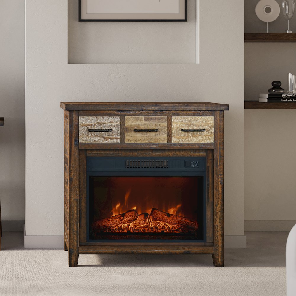 Painted Canyon Rustic 32" Electric Fireplace Console TV Stand