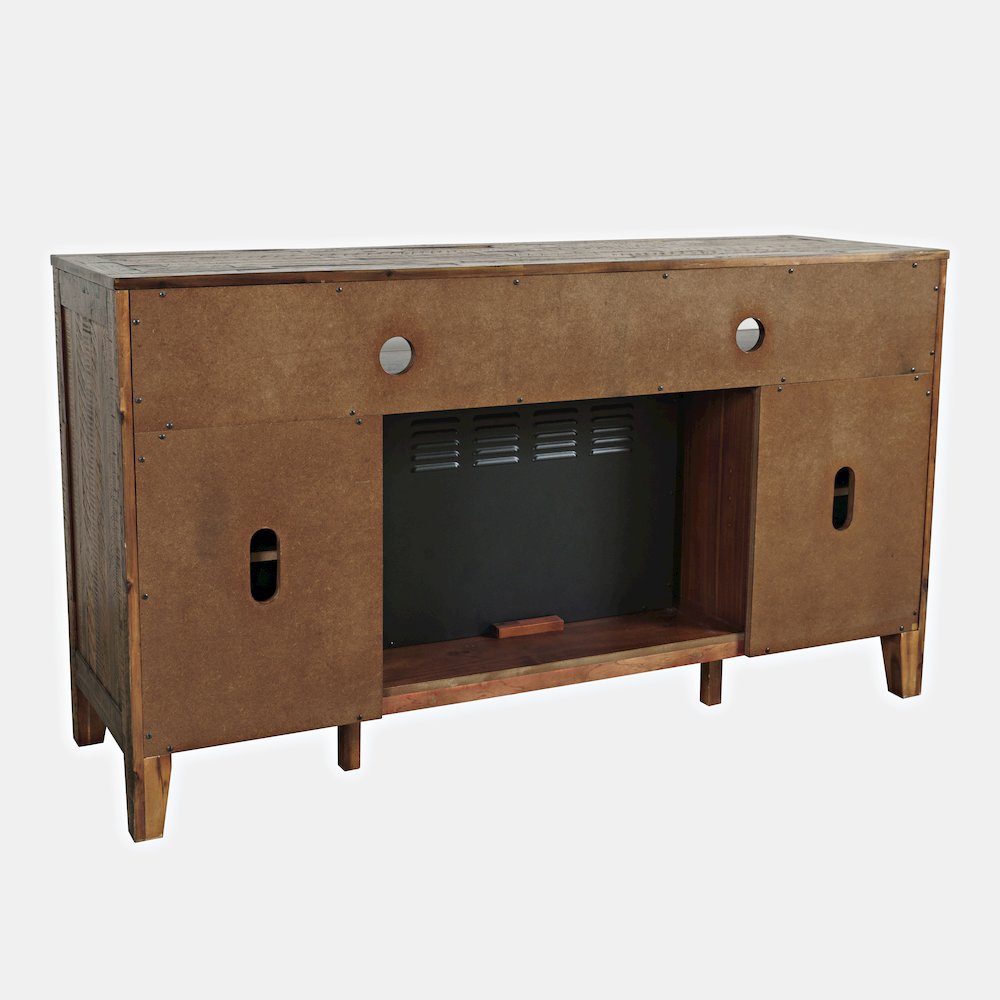 Painted Canyon Rustic 60" Storage Console TV Stand with Electric Fireplace