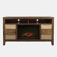Painted Canyon Rustic 60" Storage Console TV Stand with Electric Fireplace