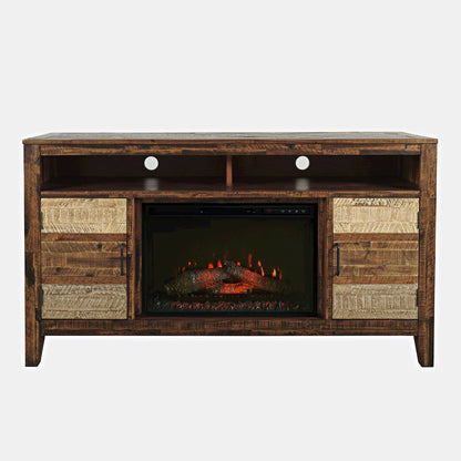 Painted Canyon Rustic 60" Storage Console TV Stand with Electric Fireplace