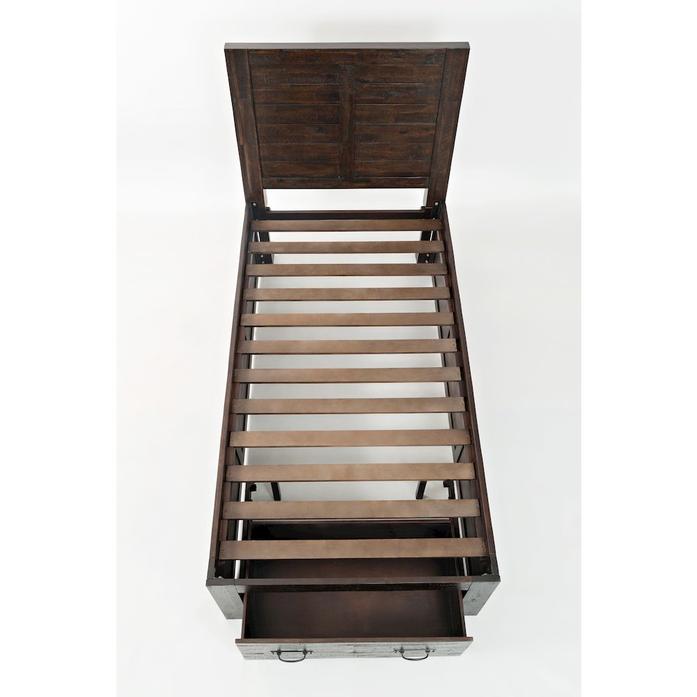 Jackson Lodge Rustic Distressed Solid Wood Twin Storage Bed