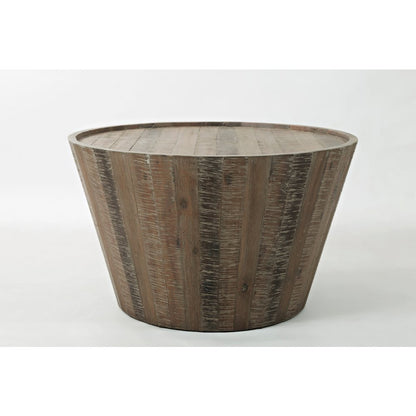 Conundrum Modern Distressed Solid Wood Drum Coffee Table