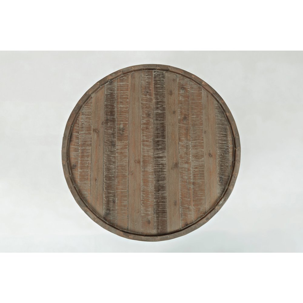 Conundrum Modern Distressed Solid Wood Drum Coffee Table