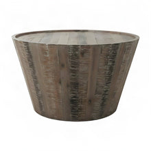 Solid Acacia Wood Round Drum Coffee Table with Distressed Finish, Grey Wash