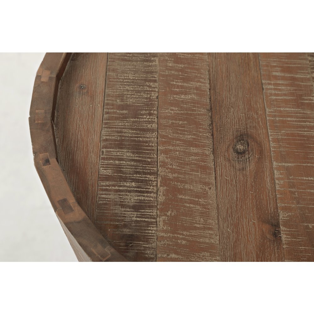Conundrum Modern Distressed Solid Wood Drum End Table