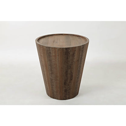 Conundrum Modern Distressed Solid Wood Drum End Table