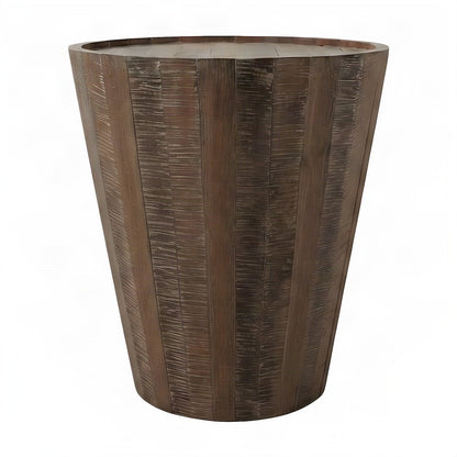 Solid Acacia Wood Round Drum End Table with Distressed Finish, Grey Wash