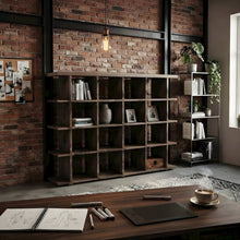 Distressed Solid Acacia Wood Bookcase with Open Storage Shelves, Grey Wash