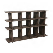 Distressed Solid Acacia Wood Bookcase with Open Storage Shelves, Grey Wash