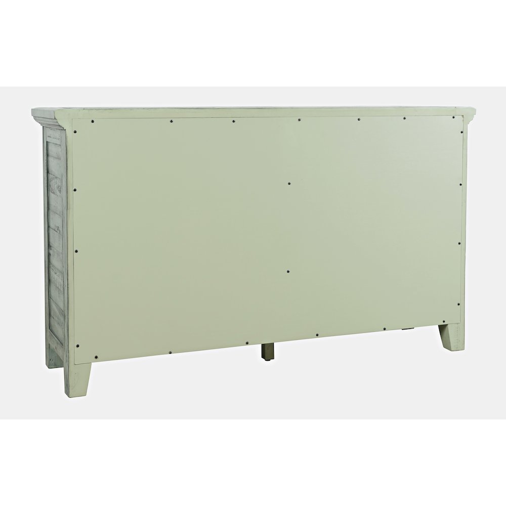 Rustic Shores 54" Coastal Distressed Acacia Four-Door Credenza Cabinet