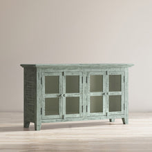 Rustic Shores 54" Coastal Distressed Acacia Four-Door Credenza Cabinet