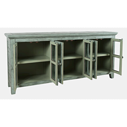 Rustic Shores 70" Coastal Distressed Acacia Six-Door Sideboard Cabinet
