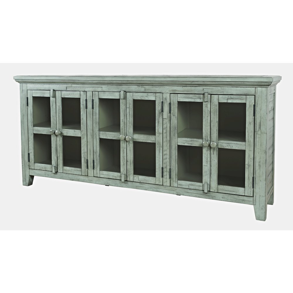Rustic Shores 70" Coastal Distressed Acacia Six-Door Sideboard Cabinet