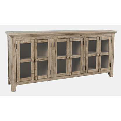 Rustic Shores 70" Coastal Distressed Acacia Six-Door Sideboard Cabinet