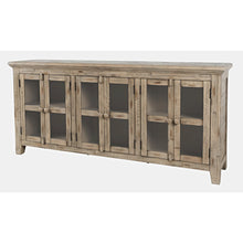 Rustic Shores 70" Coastal Distressed Acacia Six-Door Sideboard Cabinet