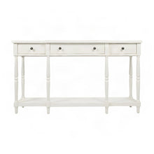 Rubberwood Veneer Sofa Table with 3 Drawers, Entry Console, Antique White