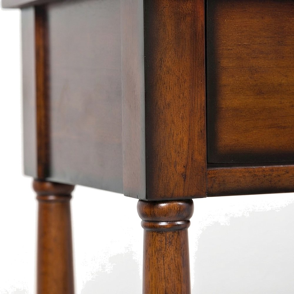Rubberwood Veneer Sofa Table with 3 Drawers, Entry Console, Antique Mahogany