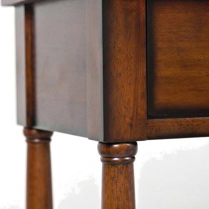 Rubberwood Veneer Sofa Table with 3 Drawers, Entry Console, Antique Mahogany
