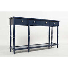 60-Inch Blue Sofa Table with Rubberwood and Veneer for Classic Living Room Décor